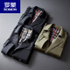 
ROMON high-end long windbreaker for men's new spring and autumn over-knee double-breasted business casual mid-length British handsome jacket Black 2XL