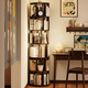 Jiayi solid wood rotating bookshelf 360 degree bookcase living room corner bookshelf vertical floor-standing one-piece wall shelf