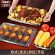 Olodo 316 stainless steel square plate rectangular baking pan oven commercial grilled fish plate vegetable plate household plate dumpling plate tray 316 multi-purpose baking pan 24cm