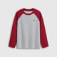 Gap Boys 2025 Autumn New Pure Cotton Bear Embroidery Contrast Color Loose T-shirt Children's Wear Long Sleeve 805080 Light Gray 120 cm (6-7 years old) Asian size