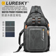 LURESKY high-end outdoor waterproof lure bag, multi-function pole backpack, large capacity single shoulder sling bag, fishing gear bag, crossbody bag, medium gray
