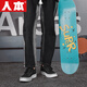 Human-born men's shoes 2025 summer new men's casual shoes versatile breathable soft sole canvas shoes thick sole wear-resistant shoes men's black 41