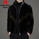 Aignesa Light Luxury Golden Mink Fur Chaqueta Menor de hombres Otoño e invierno Agrupación corta engrosado Cálido de invierno Chaqueta para hombres Negro 2xl