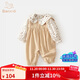 Banxidi Girls Suit Autumn Clothing 2025 New Style Baby Shirt Baby Overalls Spring Autumn Children's Clothing Two-piece Set Khaki 80