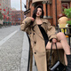 
GARNUO khaki windbreaker jacket for women mid-length 2025 new spring and autumn Korean small high-end British style coat khaki M[111-130Jin[Jin equals 0.5 kg]]