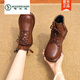 Bootin Martin de cuero y invierno de cuero de carpintero de leñera para mujeres en 2025 Nuevo primavera y otoño Estilo británico Bottle Slim Botas cortas Small Tamaño 34 Black Plus Velvet 38