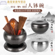 Bottle bowl and rice bowl in temple tableware vegetarian bowl monk rice bowl stainless steel double-layer heat insulation monk rice bowl for meal cotton bowl bag-coffee color