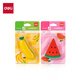 Deli fruit eraser, easy to erase and less crumbs, pencil eraser, stationery for children and primary school students to start exams, 2 pieces (watermelon + banana)