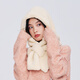FANCET Hat and Scarf All-in-one Women's Winter Cute and Versatile Plush Hooded Student Ear Protection Thickened Warm Scarf Furui White