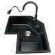XMSJ Corner cuarzo Fregadero de piedra Cocina en forma de L en forma de L en forma de L de lavavajillas de lavavajillas de lavado de forma especial 9764SY640*640 Configuración de lujo