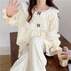 
TULX pajamas for women's palace style autumn women's sweet small 2023 new cotton long-sleeved home clothes spring and autumn style apricot color 6210#[33Y] XL 115-130Jin[Jin equals 0.5 kg]