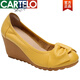 卡帝乐鳄鱼（CARTELO）2025新品高跟豆豆鞋女春季真皮牛筋底单鞋坡跟软底上班工作鞋子 米白色镂空 7CM棕色底 35