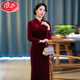 LangSha improved cheongsam autumn and winter plus velvet and thickened gold velvet 2024 new temperament noble dress for mother-in-law wedding banquet mother red 2XL suitable for 120-130Jin Jin equals 0.5 kg