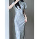 Reserved style new Chinese retro Republican style cheongsam 2025 summer new young girl slim dress for women long 719 flower branches [excluding accessories] M Recommended 85-100 Jin [Jin equals 0.5 kg]