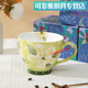 Silent Noel light luxury style ceramic cup, home hand-painted pastoral breakfast cup, milk cup, good-looking coffee cup, drinking cup, spring blossoms, boxed with cherry blossom golden spoon)