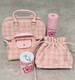 New product 3CE winter pink plaid storage box jewelry box blue cosmetic box portable hand mirror carry-on luggage plaid hand cosmetic bag