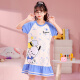 Mädchen Nachthemd Sommer reines Baumwoll kurzärmeligte Pyjama Kinder Mädchen Mittelkind Dünne Cartoon Kulomi Home Kleid GB6189 Blau Parcado Big Boy 24 Größe Höhe 155-165cm120jin [Jin gleich 0,5 kg]