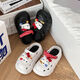 Minghuitong Hellokitty Hole Shoes Cute Cartoon Kitty Cat Women ins Лето, не скользящие тапочки с толстыми толстыми, на улице в черном ремеше