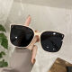 Sunglasses for men and women, new Korean version of trendy Internet celebrity, big face, slimming temperament, large frame sunglasses for women [bright black] high-looking sunscreen sunglasses