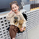 Mädchen modischer Anzug Frühling und Herbst 2025 Neue Kinderkleidung 4-6 Jahre altes Mädchen Cartoon Patch Sweatshirt 2 Ausschalten weiß 120