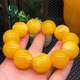 Fat Donglai's same amber second-generation beeswax bracelet with floating flowers, old chicken oil yellow, round bead couple bracelet for boys and girls, diameter 22mm, floating flower bracelets for men