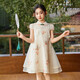 
ASK JUNIOR Chinese style new Chinese style girls skirt summer children's thin mesh dress embroidered princess skirt off white 140