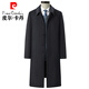 皮尔卡丹（pierre cardin）秋冬季仿羊毛呢大衣长款过膝盖中年男装呢子大衣外套爸爸装风衣男 黑青超长款 L 175