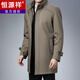 Hengyuanxiang autumn and winter new stand collar windbreaker men's mid-length removable wool liner coat business casual coat khaki 170/M