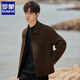 ROMON double-sided woolen woolen coat jacket men's short Korean style autumn and winter new men's high-end casual windbreaker jacket black XL