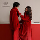 Yuenei Pajamas Wedding Newlywed Couple Set Autumn and Winter Women's Nightgown Plus Velvet Coral Velvet Home Clothes Men's Zodiac Year 34403 Retro Red With Scarf Men's L (Male 110-140 Jin Jin equals 0.5 kg / Female 110-120 Jin Jin equals 0.5 kg)