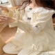 
TULX pajamas for women's palace style autumn women's sweet small 2023 new cotton long-sleeved home clothes spring and autumn style apricot color 6210#[33Y] XL 115-130Jin[Jin equals 0.5 kg]
