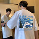 Zhiwei Doraemon pure cotton short-sleeved T-shirt for men in summer Tinker Bell new heavyweight loose dolom cat half-sleeved trendy top T688 sky blue M [recommended 90-120Jin [Jin equals 0.5 kg]]
