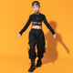 Tan Beiman Girl Dark Jazz Tanz Trendy Cool Performance Model Academy Body Training Girl Fashion Show Set 682 Black Long Sleeve + 2088 Schwarze Hose 140 cm