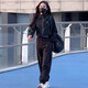 荧蒂（YINGDI）欧货休闲运动套装女2025年新款春秋时尚洋气跑步运动服两件套显瘦 黑色 XL