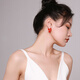 Qlady flower red earrings female temperament high-end niche unique earrings for women 2025 new light luxury silver needle earrings for women