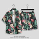 MOLOON swimsuit men's beach flower shirt suit loose large size Hawaii seaside vacation casual couple shirt suit 3682 suit XL (recommended weight 125-145Jin Jin equals 0.5 kg)