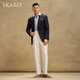 
SKARO [with wool, easy to care] Casual suit jacket for men in spring and autumn widened lapel collar singles Navy blue SKV1061 52