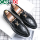 Katile Crocodile Europe Station Night Hair Stylist Poined Toe Cuero Casual Leather Shoes British British Lazy Business Business Beans Zapatos para hombres 9871 Negro 38