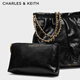 Charles/Keith Mutter-Kind-Kette große Kapazität Streuner Tasche Tasche One-Shoulder Crossbody Body Damenbeutel Geburtstagsgeschenk CK2-40671449 Schwarz L.