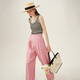 
Fan Silanen's high-waisted lazy casual floor pants 2024 summer clothing new product thin wide-leg pants 24FS12213 Khaki M