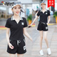 Woodpecker (TUCANO) 2024 summer new sportswear suit for women fashion internet celebrity thin short-sleeved age-reducing fashionable casual two-piece set White trousers suit [short-sleeved + trousers] M [Suggested 80-100Jin [Jin equals 0.5 kg]]