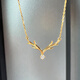 Canbei high-quality Hong Kong 22K gold with diamond antler necklace for women gold all the way with you series clavicle chain light luxury with diamond one