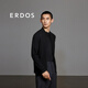 ERDOS 春夏精纺双层立领翻花开衫修身百搭休闲时尚男针织衫羊毛衫 黑 XL 180/100A