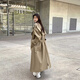 GARNUO khaki windbreaker jacket for women mid-length 2025 spring and autumn new small high-end British style casual coat Khaki M [111-130Jin[Jin equals 0.5 kg]]
