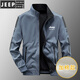 JEEP SPIRIT jacket men's spring and autumn stand collar loose double-sided wear winter youth middle-aged business jacket with cotton jacket 9866 khaki spring and autumn style [upgrade version] L (recommended 115-130 Jin [Jin equals 0.5 kg])
