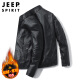 JEEP SPIRIT吉普皮衣男夹克男士外套春秋季立领商务机车男装 黑色 3XL 