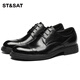 Saturday men's toe-layer cowhide business formal leather shoes three-joint versatile casual leather shoes for men black 41