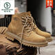 Woodpecker Martin boots men's side zipper retro high top shoes men's reverse velvet cowhide men's boots trendy British style work clothes yellow boots 38