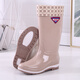 Frauen mit hohem Röhrenregen mit mittleren Röhrchen Wasserstiefeln Wasserschuhe plus Samt-Rutsch-Gummi-Schuhe überschuhten modische hochröhren-Regenstiefel Winter warm 317 High-Tube-Khaki plus Samt 37