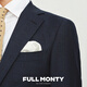
FULL MONTY suit jacket men's wool navy blue checked suit groom wedding business slim formal suit Navy blue 3289 46